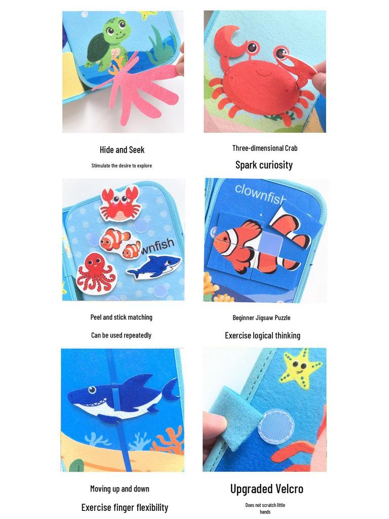 Baby Soothing Cloth Book: Tear-Resistant, Velcro-Closure, Montessori Early Education Toy for Infants & Toddlers