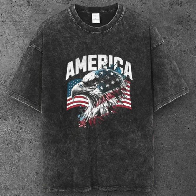 Unisex American Bald Eagle Graphic T Shirt Black Y2K Streetwear S-2XL S разноцветный