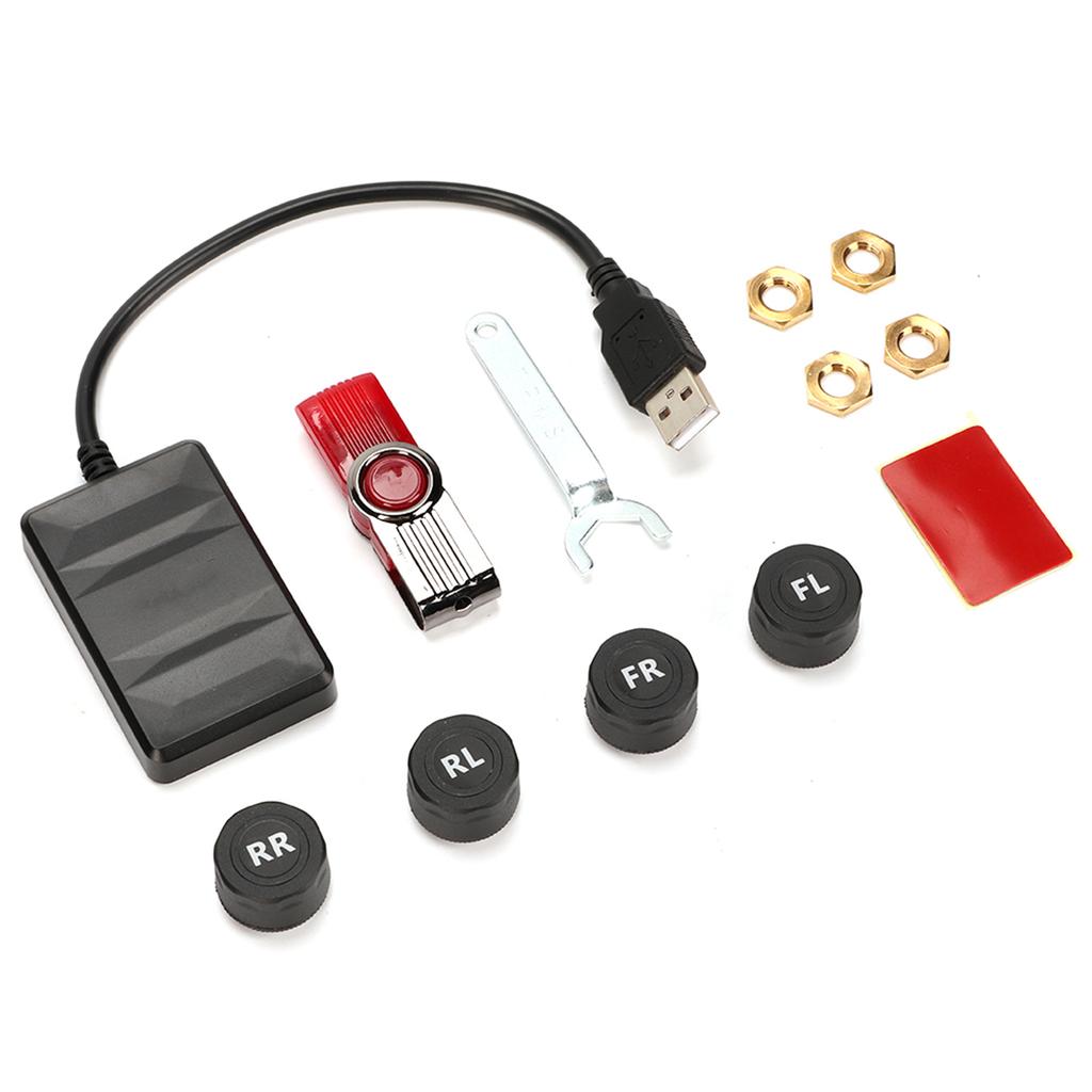 Car USB Tire Pressure Monitor System TPMS Monitoring Alarm with External Sensor for Android Navigation