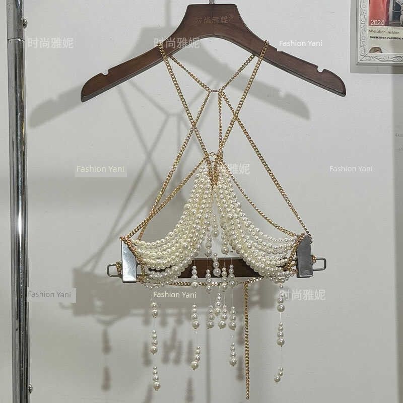 

Мода Yanni Мода Цепочки для тела Халтер Барочный стиль Женский Новое поступление Сексуальная брошь Бюстгальтер Топы с бисером White One size