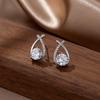 Fashion Zircon Stud Earrings for Women Water Drop Cross Earring Classic Elegant Jewelry Wedding Party Female Accessories Gift