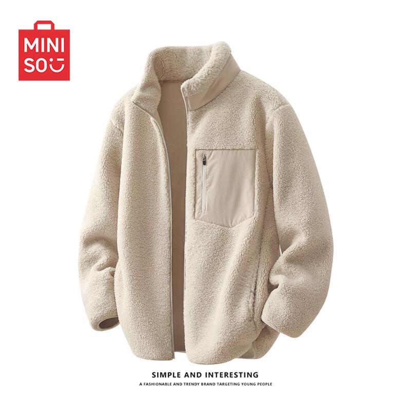 MINISO Men's Multi-Pocket Fleece-Lined Stand-Collar Winter Jacket