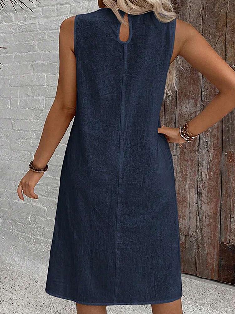 2025 Women's Plus Size Elegant Solid Color Sleeveless Summer Dress