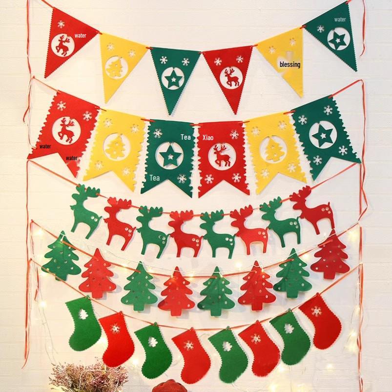 Santa Claus Christmas Bunting: Hanging Ornaments for Shop Window and Scene Decoration