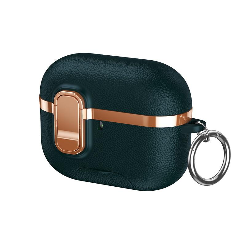 Galvanisiertes Leder-Kopfhörerhülle für AirPods 4. Generation Pro 3 2 Bluetooth-Headset-Abdeckung mit Telefonständer Schlüsselanhänger für AirPods Pro 3 2 Kopfhörer-Ladebox