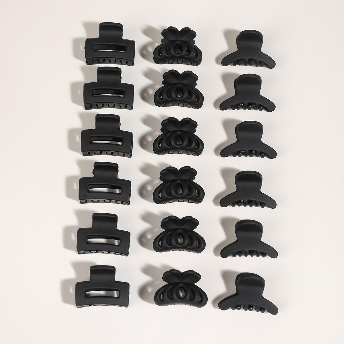 

18 штук Мини-зажимы для волос черного цвета, Для тонких густых волос, Маленькие нескользящие фиксирующие челку, 1 дюйм, Украшение для прически All yards