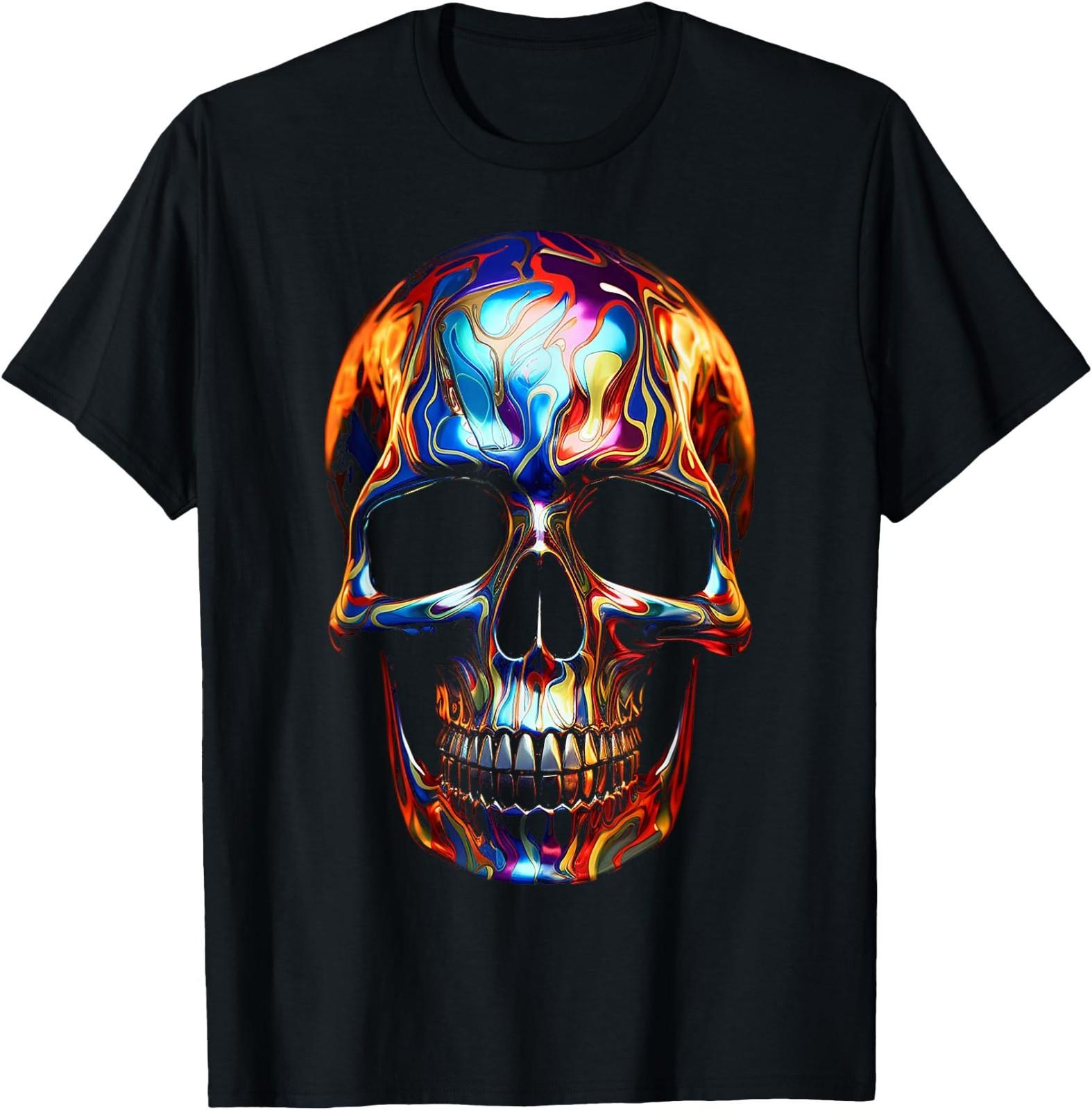 Skull Abstract Colorful Art Graphic Motif Skull T-Shirt M