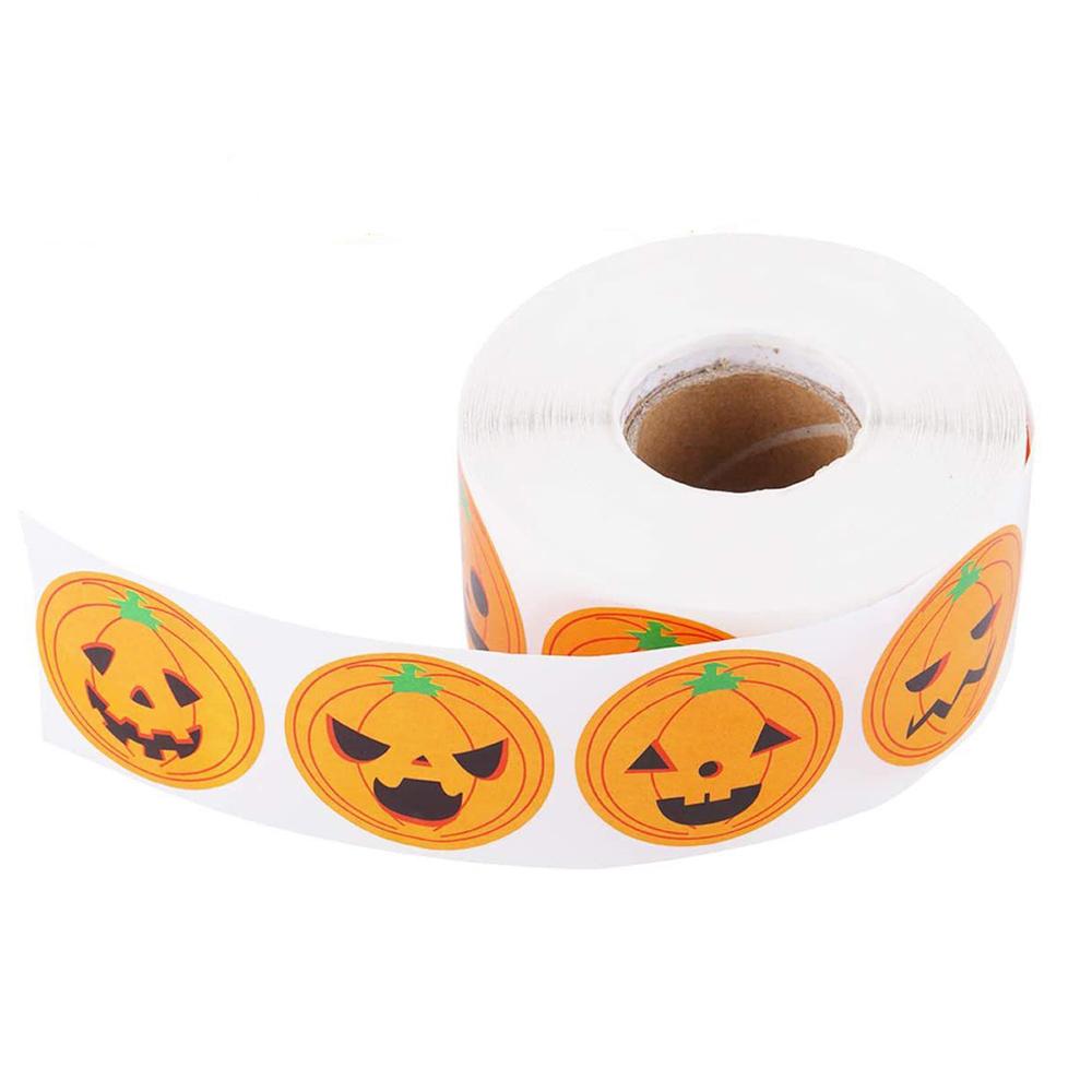 50-500pcs DIY Decorative Labels Halloween Party Favors Supplies Round Halloween Label Sticker Cute Smile Pumpkin Seal Sticker