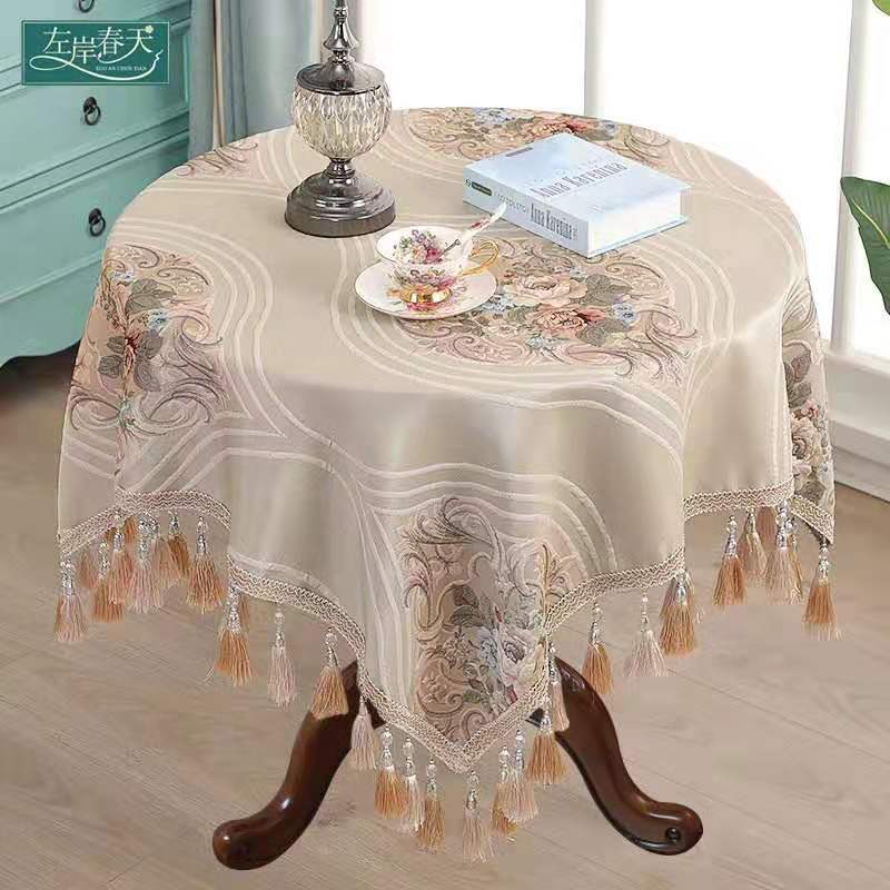 

Обеденная скатерть в европейском стиле в стиле ретро с кисточкой, роскошная вышивка, покрытие для стола, цветок, элегантная скатерть, украшение для гостиной 90*90cm Square
