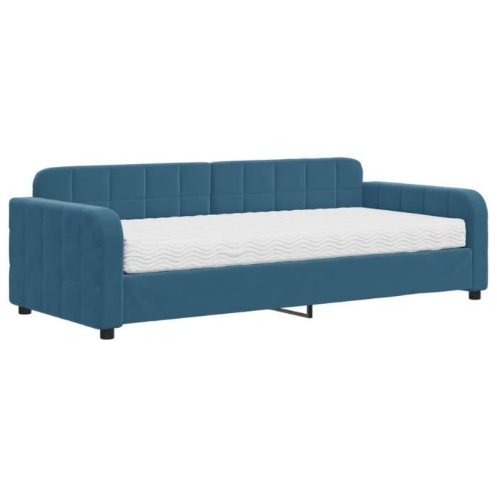 VidaXL Lit de jour avec matelas bleu 90x200 cm velours 3196904