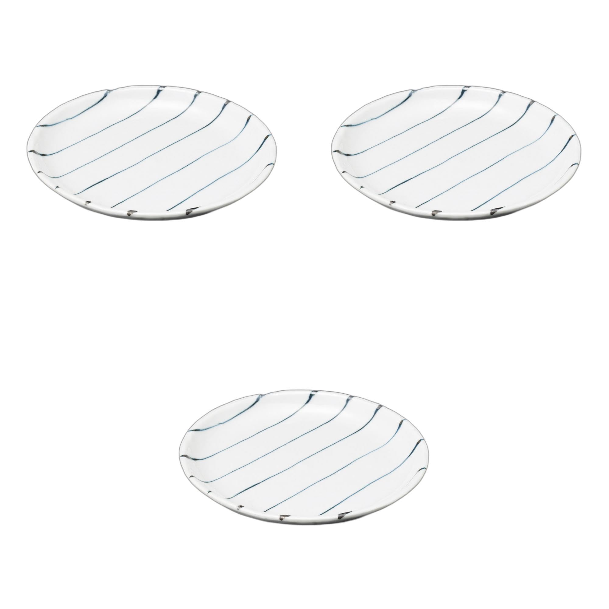 

Набор из 3 полосатых круглых тарелок x Средние керамические тарелки от Setomonohonpo 7.0мм [21.2 2.2см]