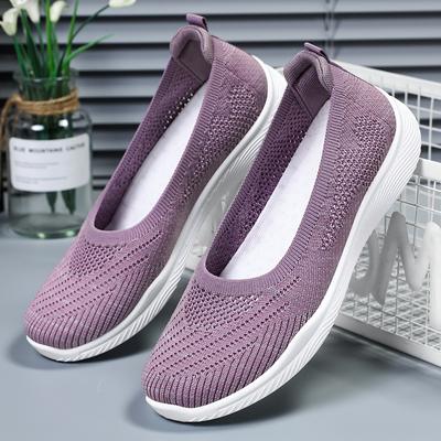 Slip-on Mom Shoes New Cloth Shoes Women's Shoes Soft Bottom Breathable Flying Woven Shoes Women