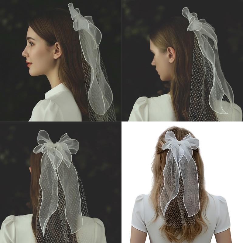 Bride Veils Mesh for Girls Balletcore Mesh for Pageant Prom Bridal Hair Accessories Stage Props White Veils for Bride