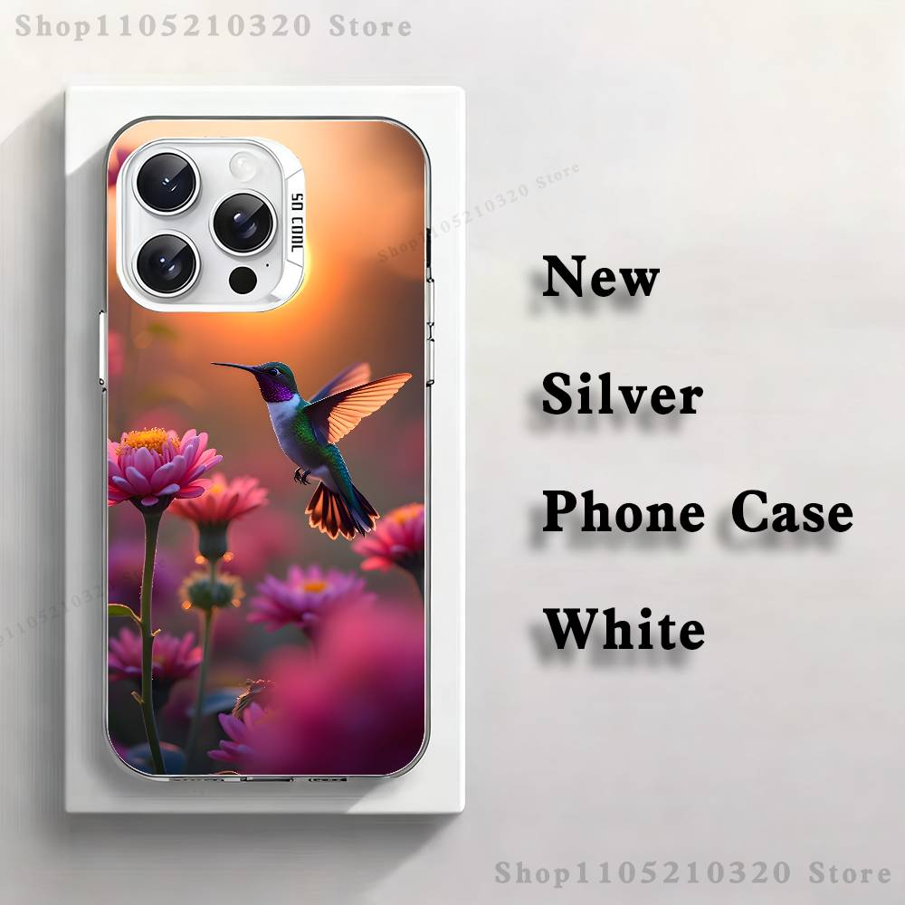 Animals Hummingbirds Phone Case For iPhone 17,16,15,14,13,12,11,Pro,Max,Plus,Mini,XS,SE Anti Fall White Matte Hard Bumper