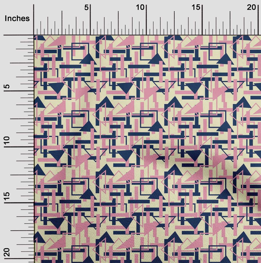 oneOone Bavlněná směsová látka Čtvercový a trojúhelníkový geometrický potisk 1 yard 40 palců