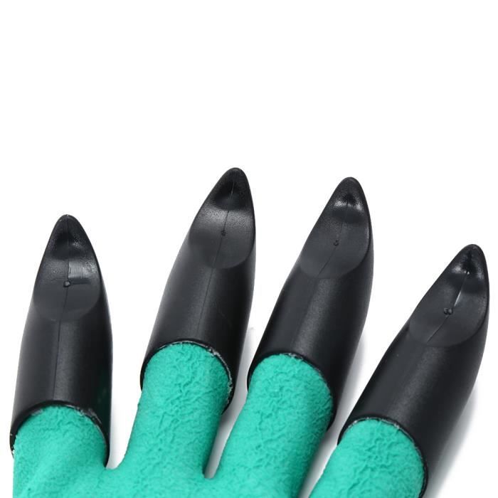 GREEN and BLACK 1 Pair of Clawed Latex Work Gloves for Digging