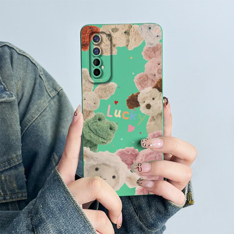 For Realme 7 RMX2151 RMX2155 Phone Case Realme7 4G Back Cover Soft Silicone Sweet Lovely Cartoon Panda Flower Printed Coque Capa