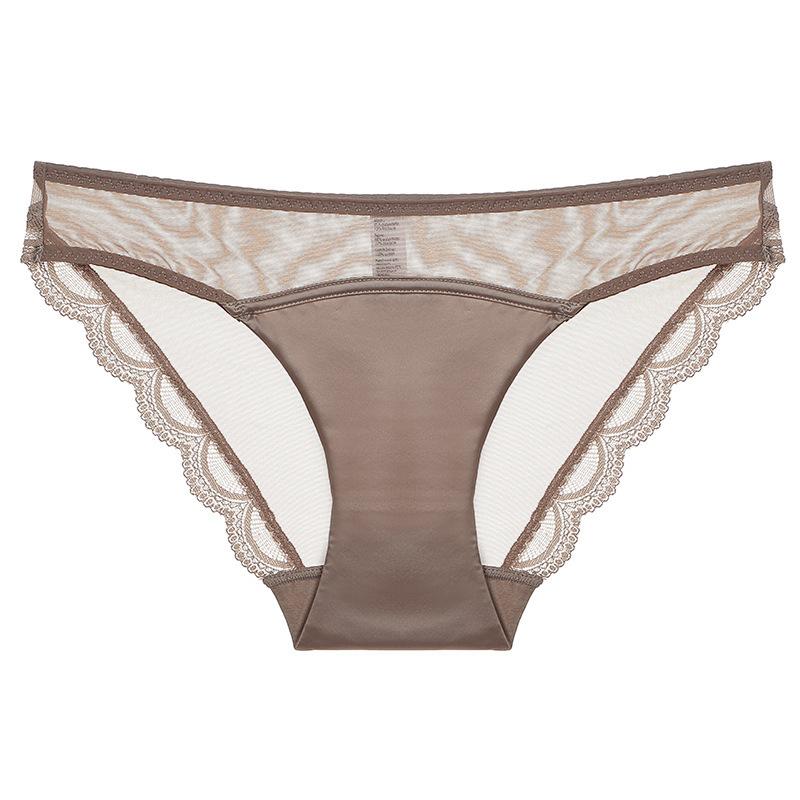 Damen Sexy Französische Spitze Ultra Dünn Niedrige Taille Slips Atmungsaktiver Baumwollzwickel Unterwäsche