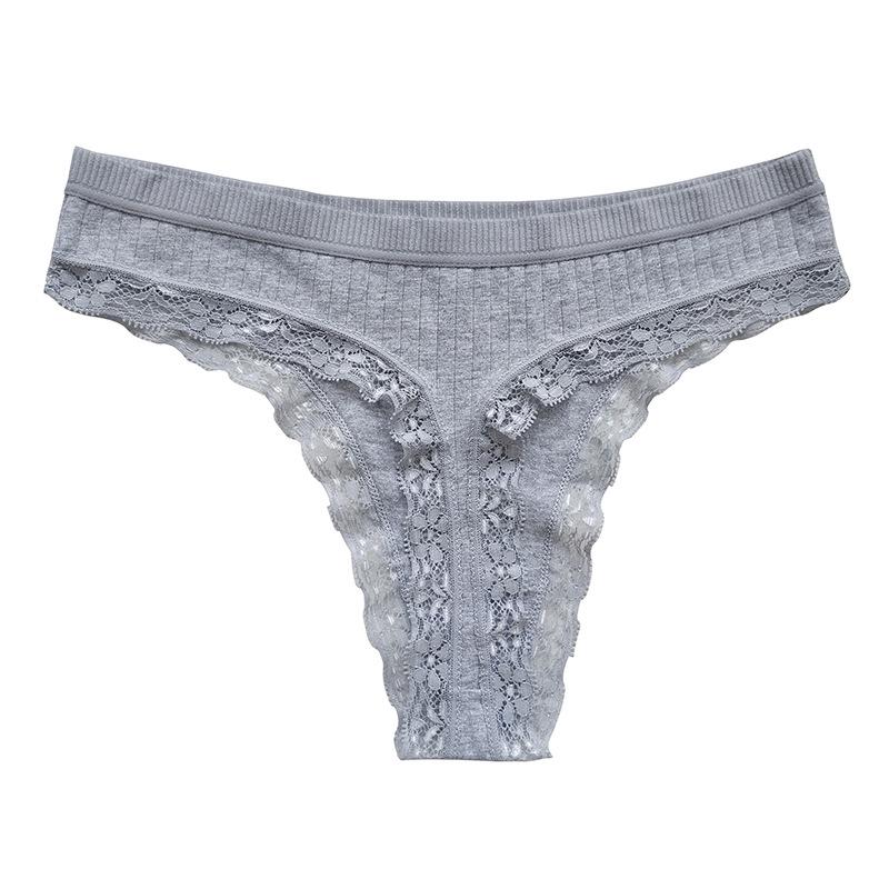 

European & American Women s Cotton Lace Sexy Low-Waist Thong L