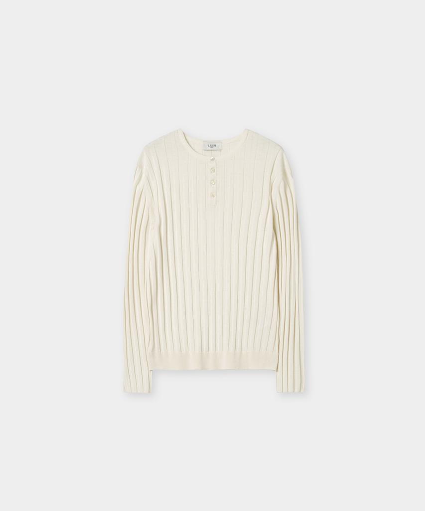 Jeilium Harriet Cotton Henley Neck Knit Ivory