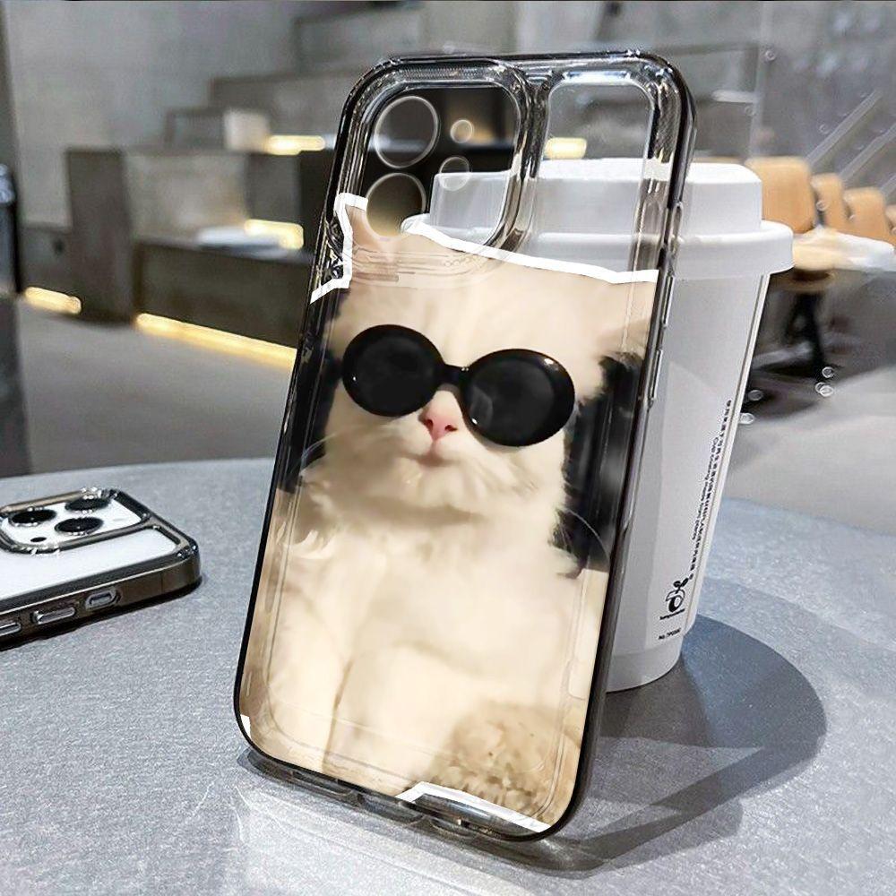 Sunglasses Kitten Suitable for iPhone17promax Apple 16 Mobile Phone Case 15/14 Fine Hole 13 High Value