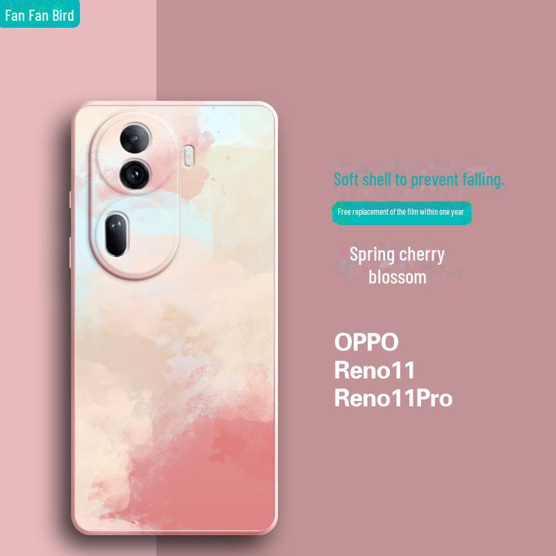 Liquid silicone anti-fall case for OPPO Reno 11 Pro/10/9/8/7/6 mobile phones.