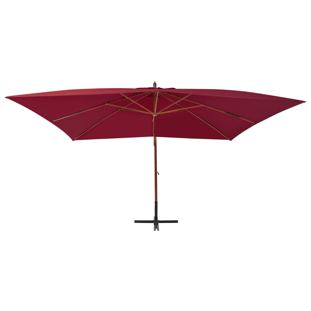 vidaXL Ampelschirm mit Holz-Mast 400x300 cm Bordeauxrot
