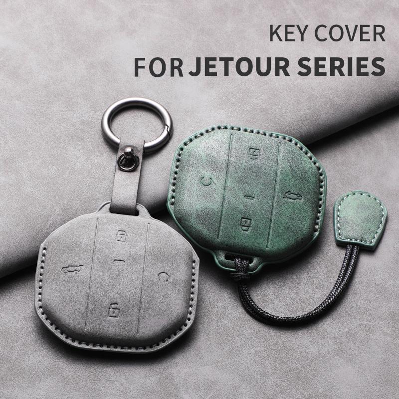 Car Key Case Cover For Jetour Freer Freedom T2 Freer Traveller T1 Leather Car Key Case Cover Keychain Protector Shell Decorative