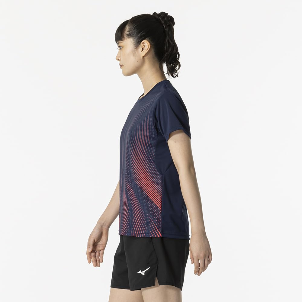 Mizuno Game Short Dynamotion Officially Approved by the Japan Badminton Dress Navy Women's Tennis/Badminton Shirt, Sleeve, Moisture-Wicking,