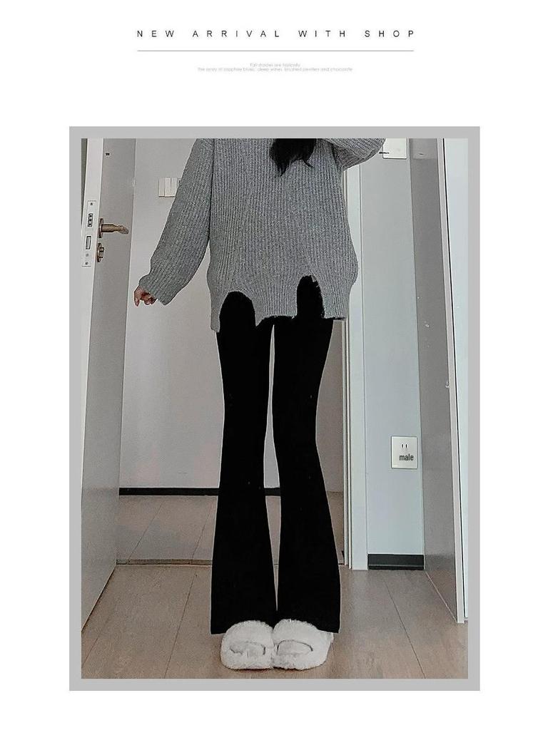 Petite High Waist Black Flare Pants for Women - Slimming and Versatile Summer Suit