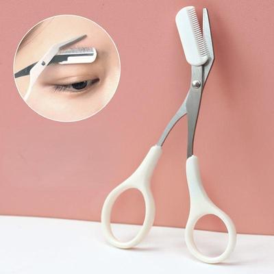 3-farbige Augenbrauentrimmer-Schere mit Wimpernkamm, Haarschere, Edelstahl, Augenbrauenrasierer, Pflege, Make-up-Zubehör
