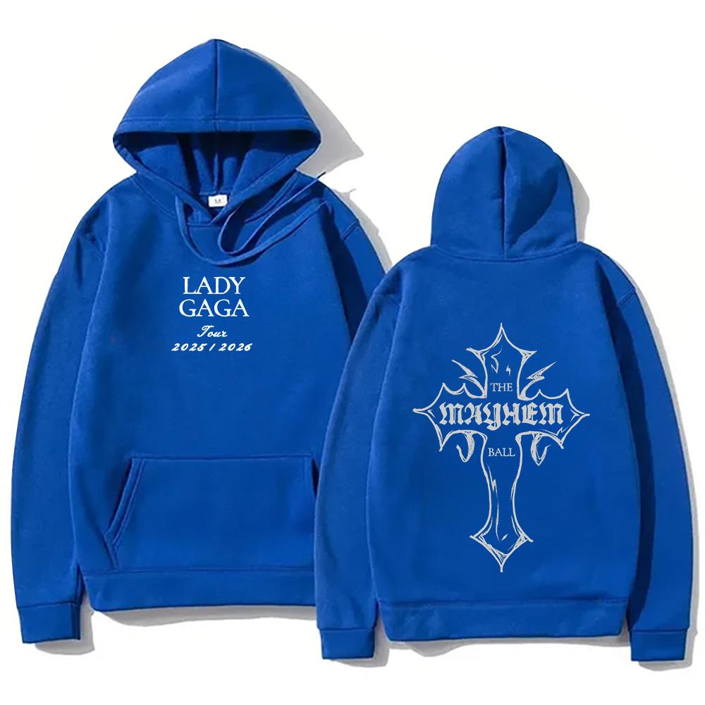 Lady Gaga Fashion Hoodies Lady Gaga MAYHEM Cross Cutoff Print Sweatshirt Fall Retro With Hooded Clothing Unisex Loose Streetwear