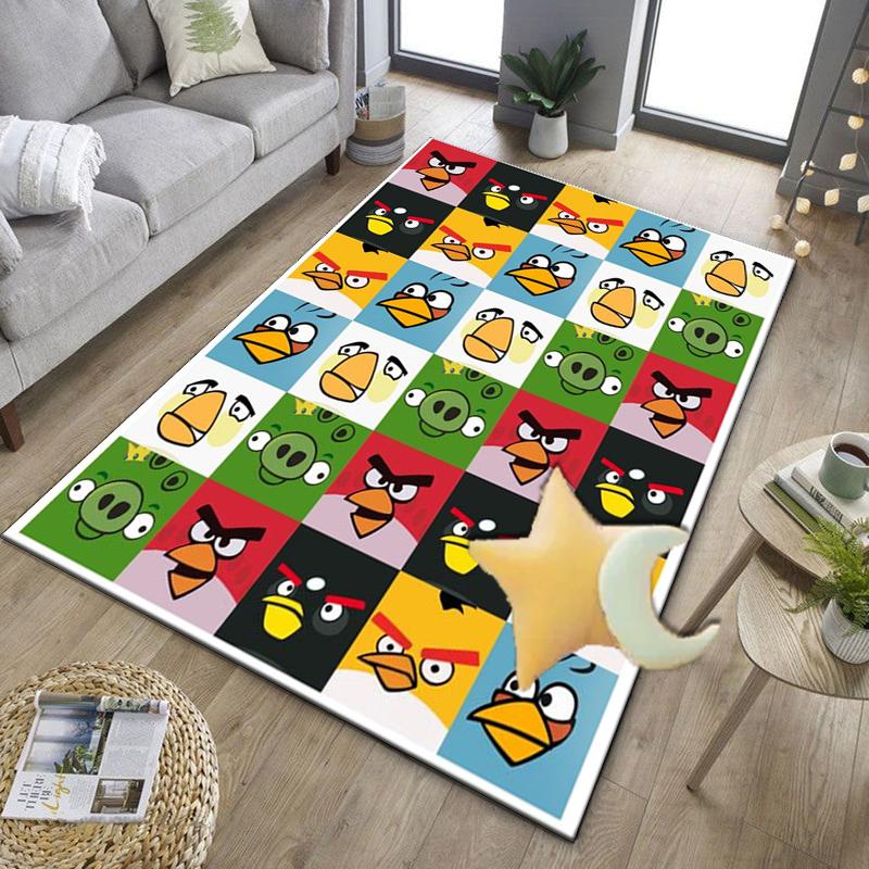 Red Birds Characters Collage Office Rug Chair Mat, Game Carpet, Suitable for Front Door, Bedroom, Living Room, Desk, Holiday Gift