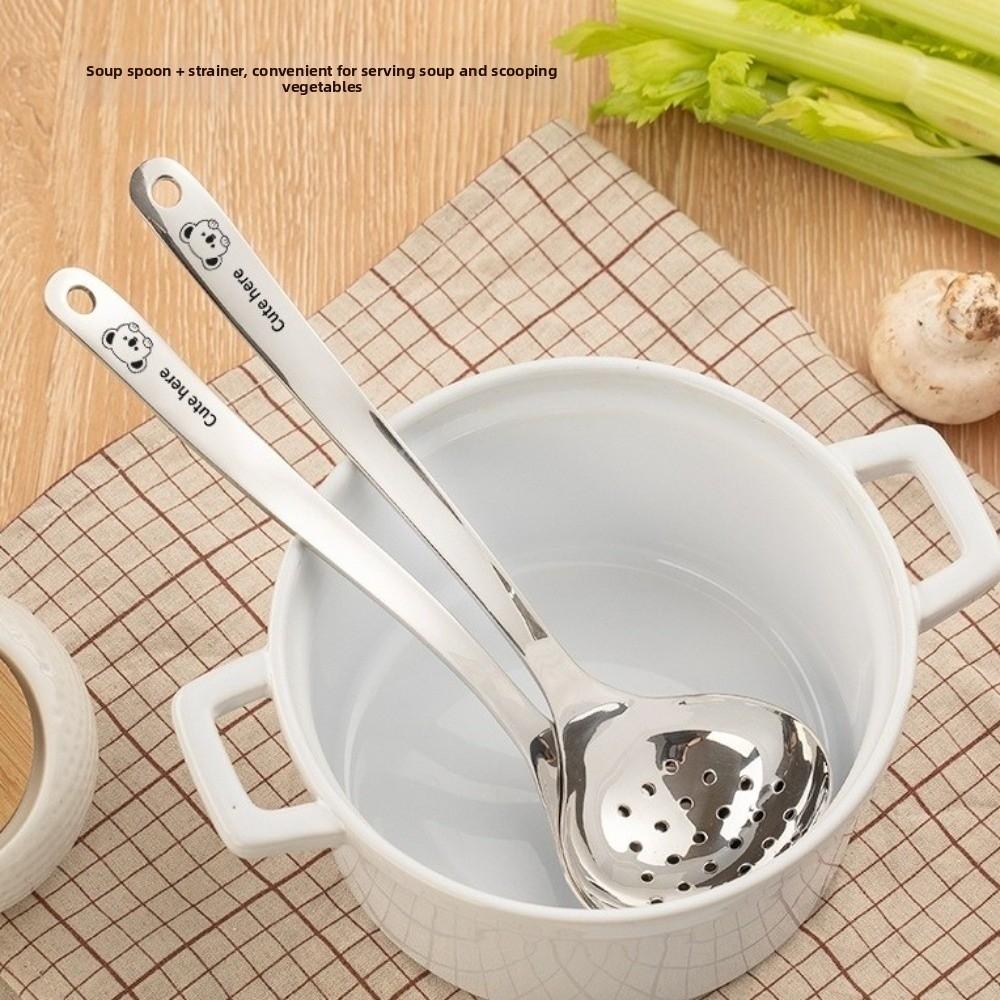 Stainless Steel Hot Pot Spoon High Temperature Resistance Slotted Spoon Soup Ladle  Kitchen