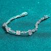 925 Sterling Silver Irregular Moissanite Bracelet for Women - Plated Pt950 Gold Bangle