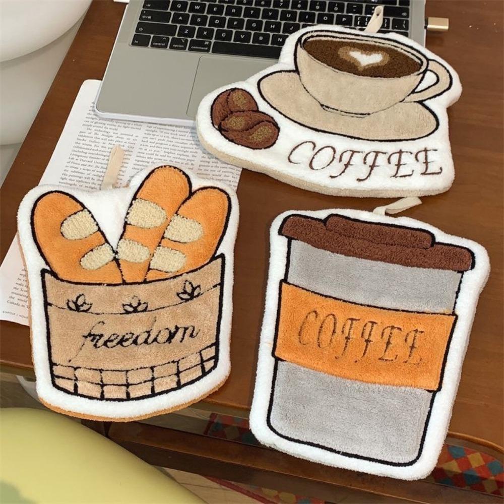 4Pcs/Set Absorbent Kitchen Hand Cloth Coffee Pattern Kitchen Cleaning Cloth Hand Towel  Kids