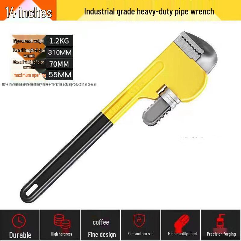 Kaidi 14-inch Heavy-Duty Adjustable Pipe Wrench CN plug (adapter included)