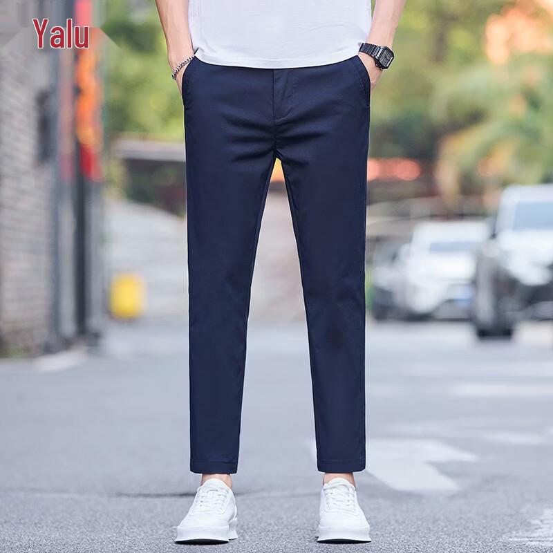 Yalu Men s Summer Slim Fit Straight Leg Cropped Pants 28