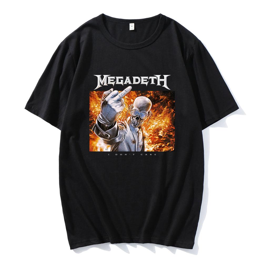 Megadeth I Don't Care Graphic Merch Tees O-neck Summer Short Sleeve T-shirt Unisex Streetwear Hip Hop Heavy Mental Tshirts
