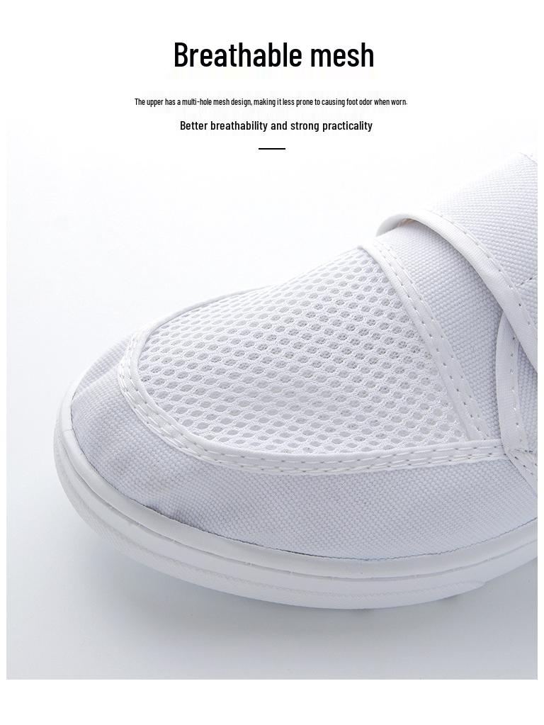 Breathable Anti-static Mesh Shoes with Thick Soft Soles and Non-slip Velcro Canvas
