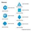 7 Pcs Blue Green Windmill Metal Dice Hollow Metal Polyhedral Dice Set Suitable for Role-Playing RPG  Board Game Card Game