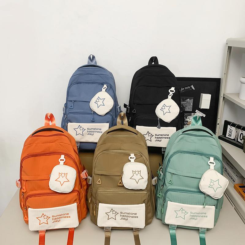 Звездный принт школьный рюкзак женский цветной блок большой емкости рюкзак — фото 8