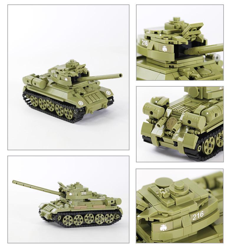 Children's Small Particle Building Blocks - T-34-85 Military Tank Toy (Ages 6-12)