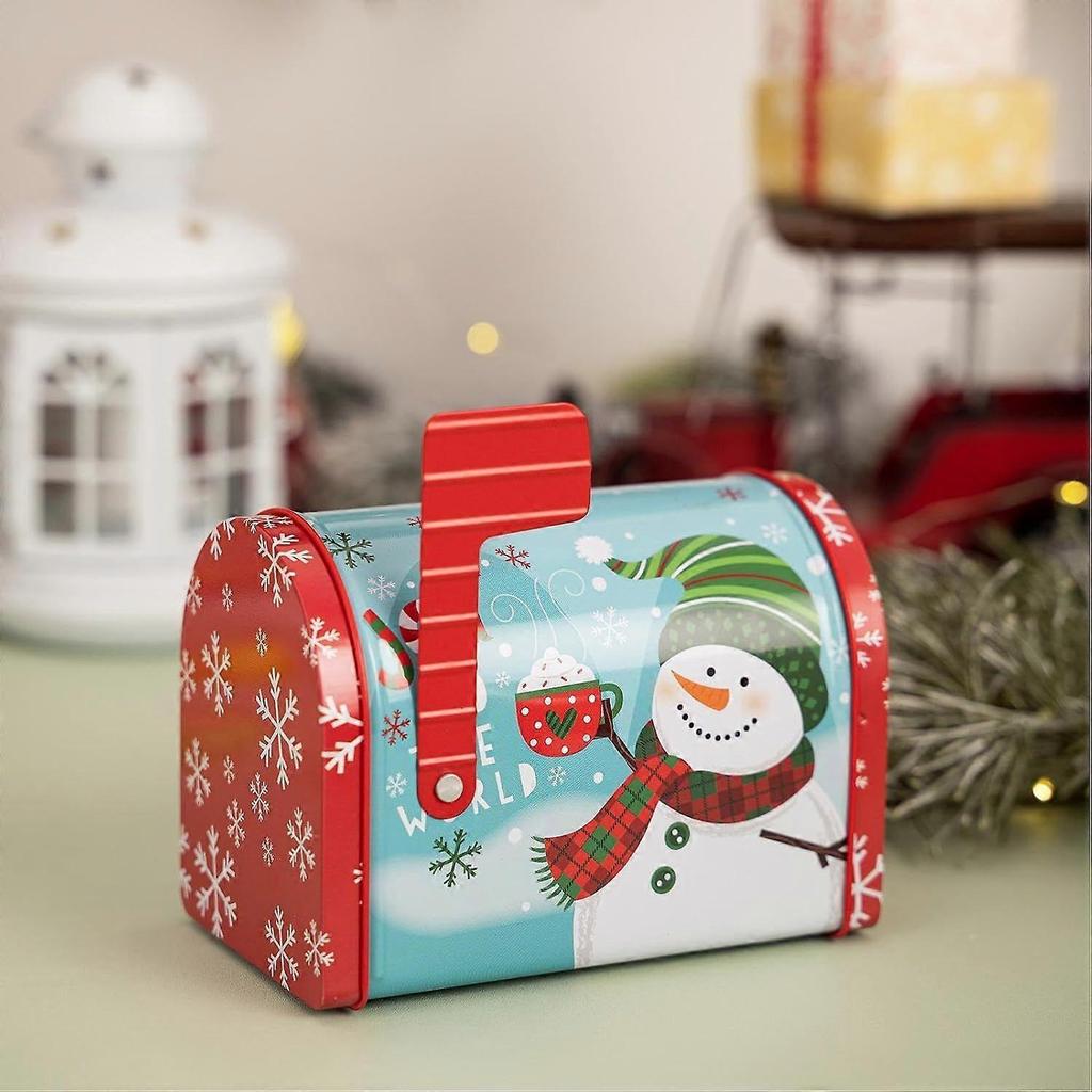 Christmas Santa Mailbox, 4 Pieces Large Tin Box,