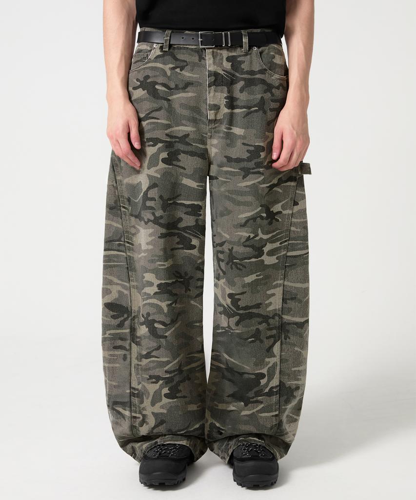 TRILLION Camo Wide Curved Cotton Pants_Light Khaki