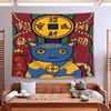 Maneki Neko Tapestry Wall Hanging White Lucky Cat Money Bag Gold Coins Cute Kawaii Aesthetic Wall Art Room Decor