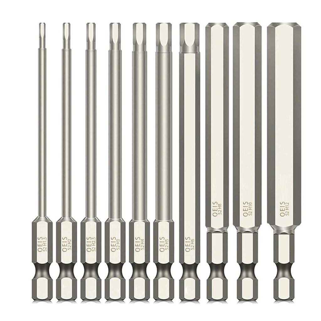 Magnetischer Sechskantschraubendrehersatz aus S2-Stahl mit Kugelkopf und Sechskantgriff für pneumatische/elektrische Schraubendreher.