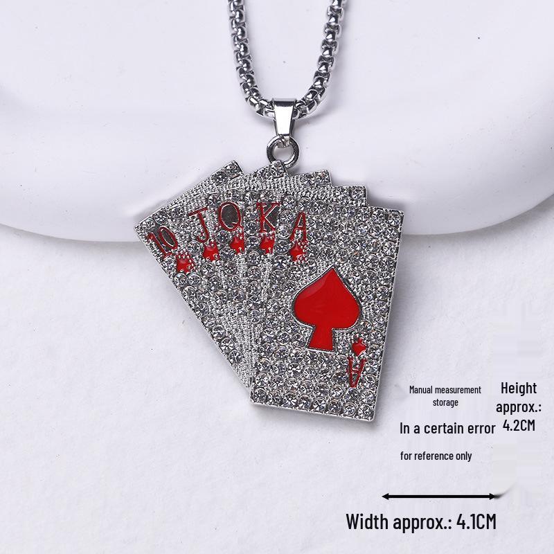 Trendy Cross-Border Rhinestone Pendant Necklace: Unisex Hip-Hop Style Stainless Steel Chain.