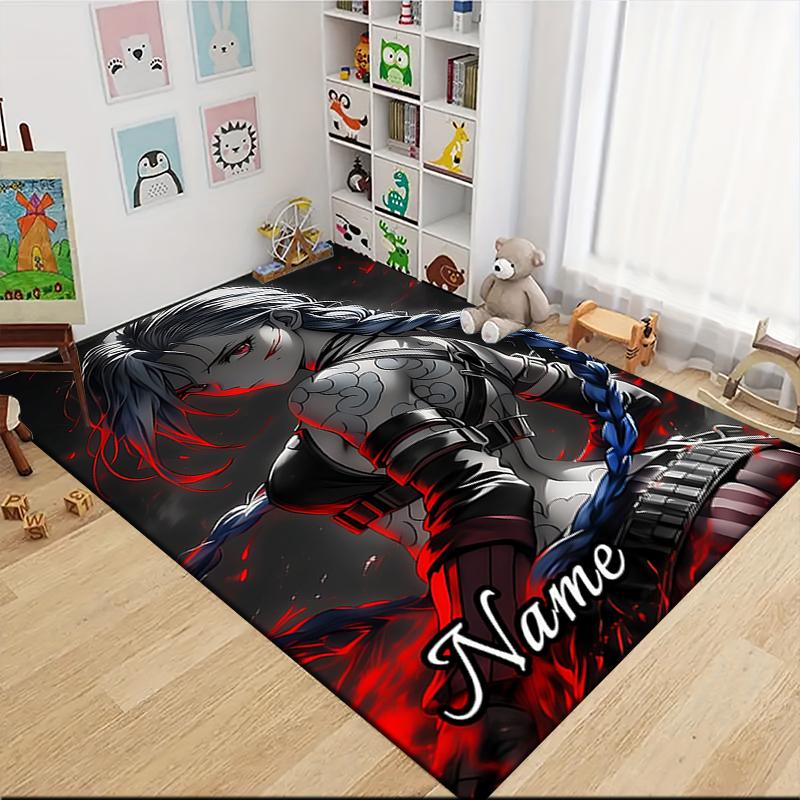 Custom Name "Flame Warrior's Name" Carpet Rug Customizable Soft Washable Anti-Slip Home Living Room Sofa Mats Personalized Rug. 0909149