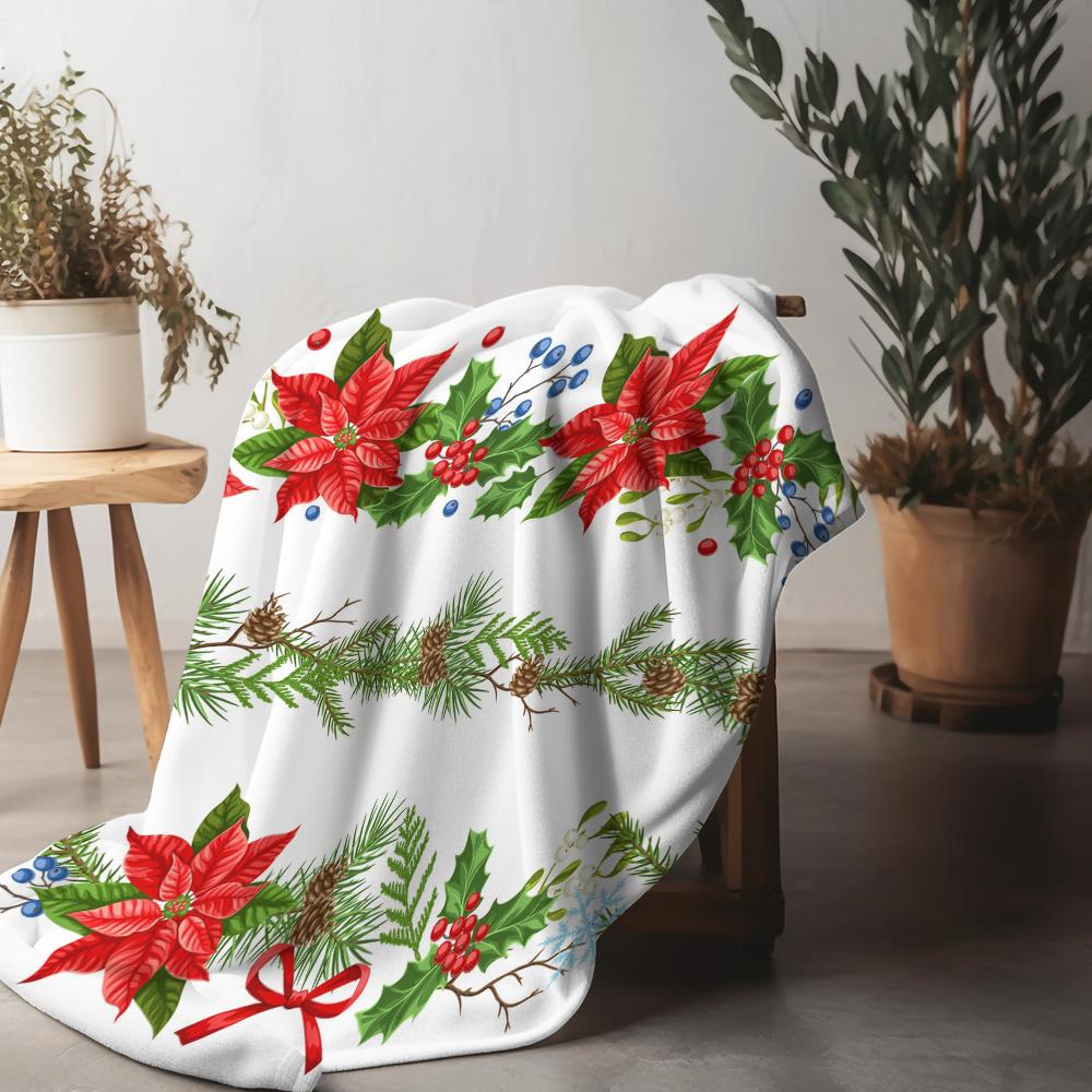 

Festive Christmas Throw Blanket Cozy Holiday Decor Farmhouse Reindeer Plaid Snowflake Winter Comfort Warm Bedspread Gift Idea 75x90cm